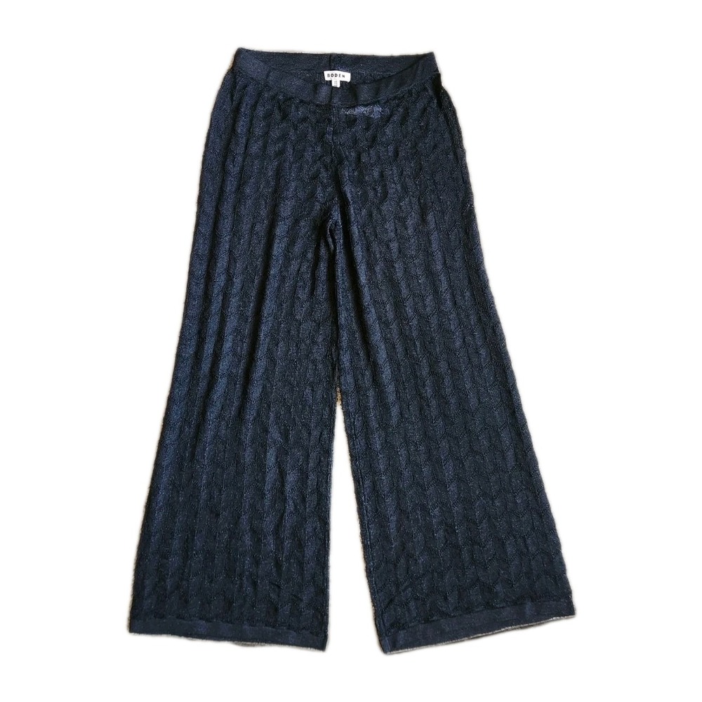 Boden Knitted‎ Beach Pants Size 10 Black Metallic Sheer Stretch Casual Resort